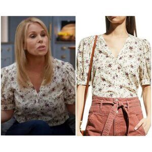 💕VERONICA BEARD💕 Gizela Blouse ~ Silk Whitestone Micro Floral Print Medium